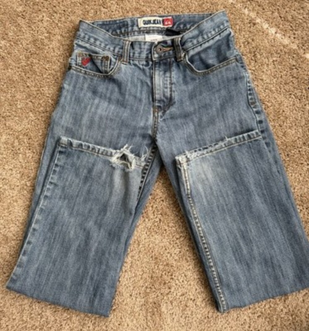 Quiksilver Boys Straight Leg Blue Denim Jeans Size 12 26" Waist Pockets